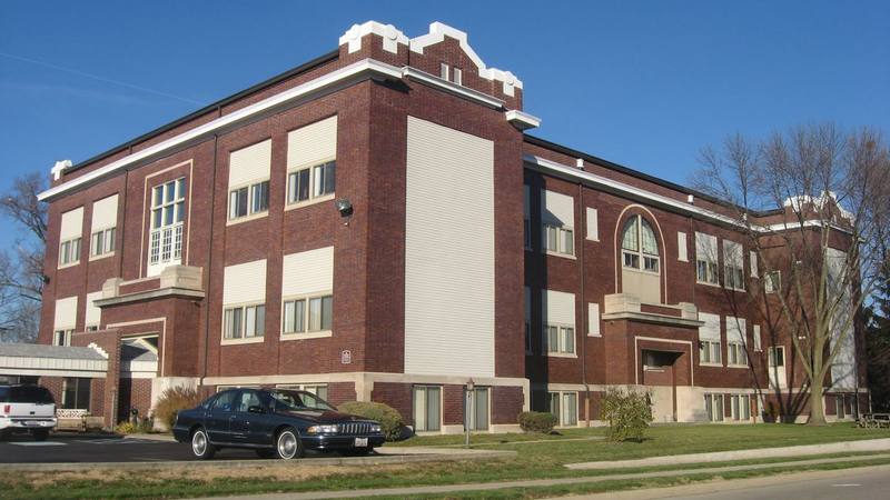 The former McKinley School building, listed on the National Register of Historic Places, in West Milton, Ohio